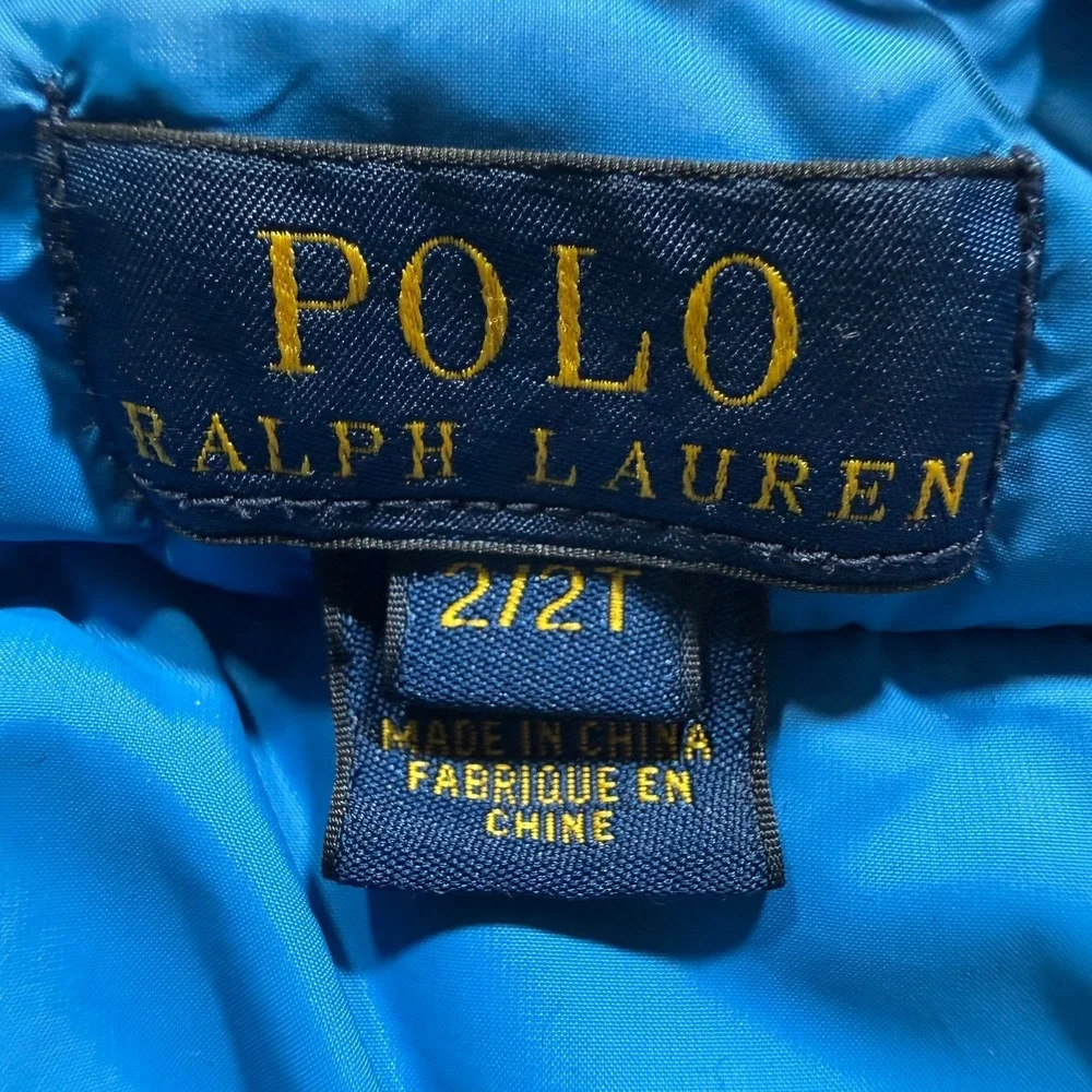 Polo Ralph‎ Lauren Puffer Vest Toddler  Size 2T Blue Orange Accents *READ*